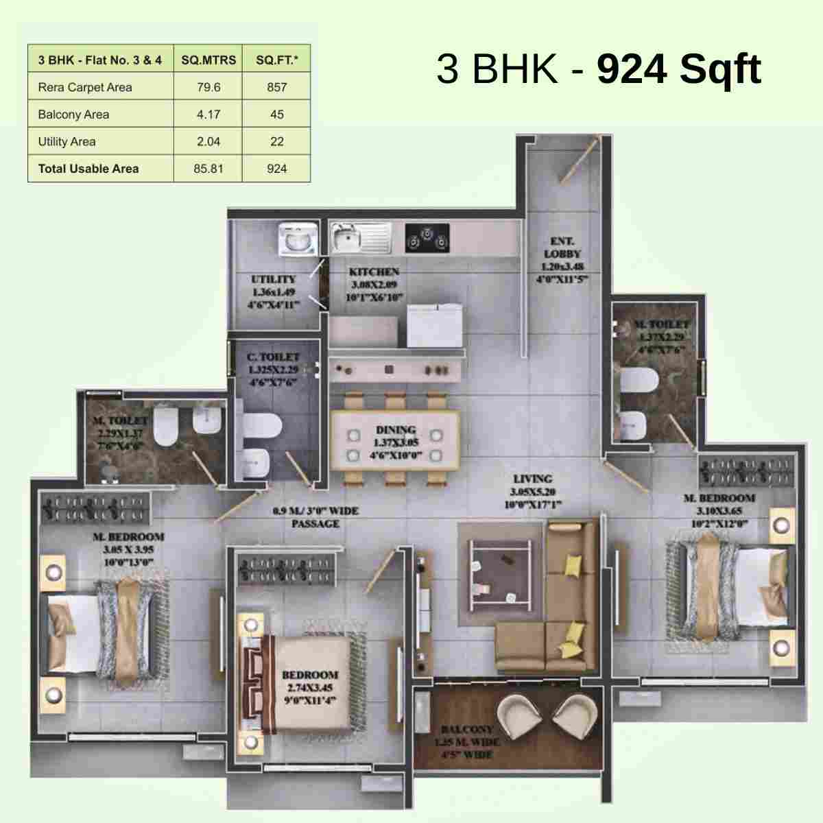 Dosti-Greenscape-Floor-Plan-Dosti-Cascade-D-Wing-3-BHK-924-Sqft